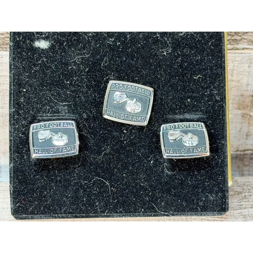 NFL Pro Football Hall of Fame Cuff‎ Link Tie Pin Set Silver